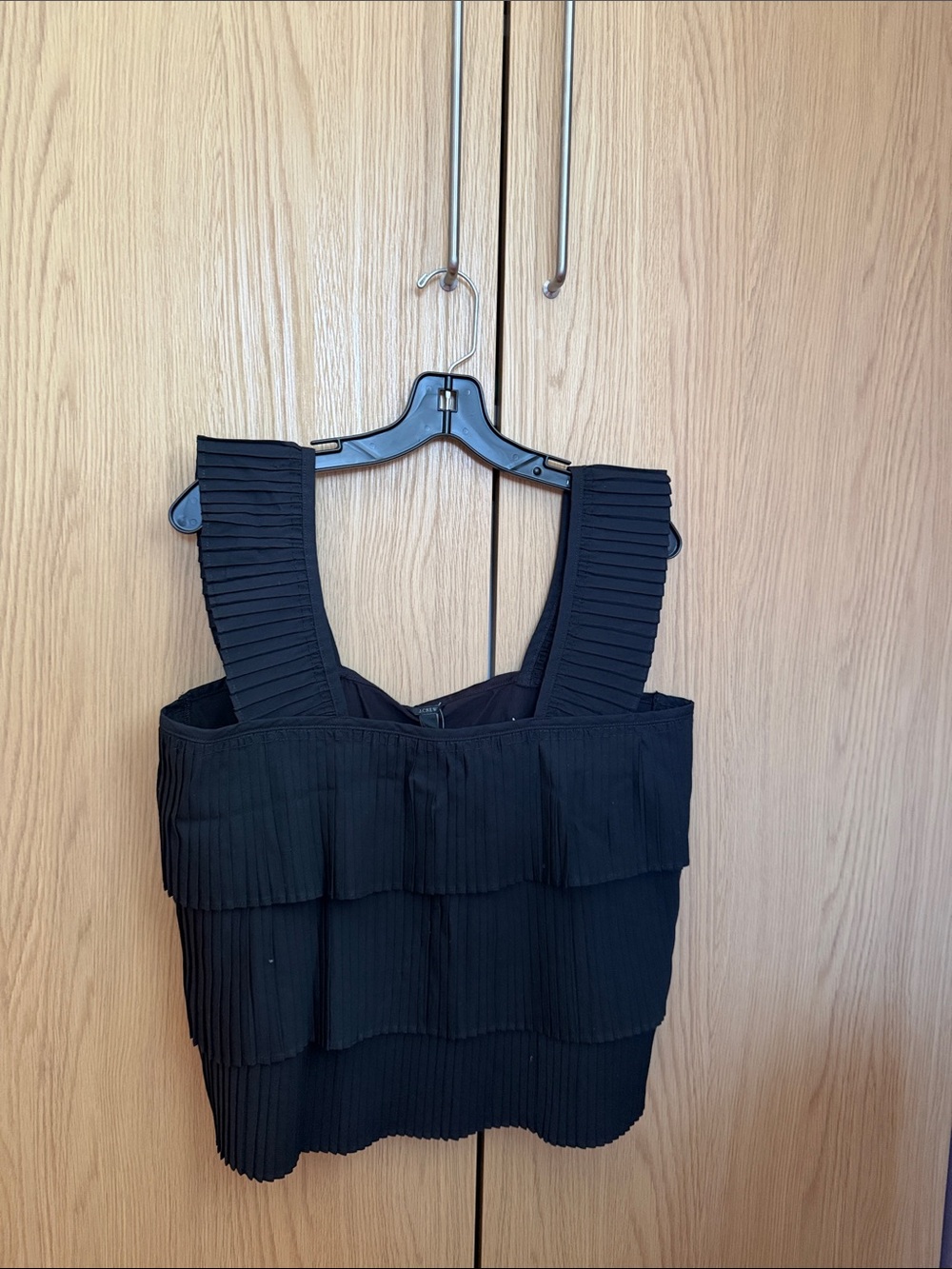 J. Crew Cotton Black Pleated Tiered Tank